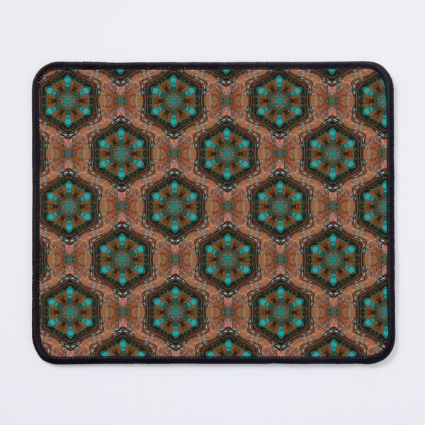 Item preview, Boho Hexagon Mandala Pattern in Brown and Teal designed and sold by Artistestella.