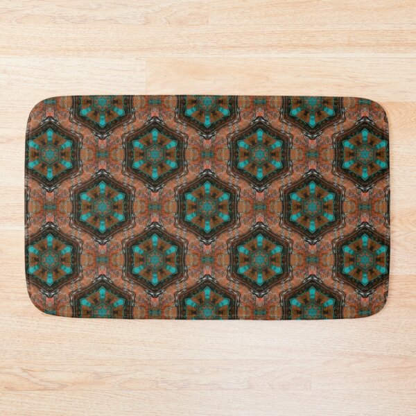 Item preview, Boho Hexagon Mandala Pattern in Brown and Teal designed and sold by Artistestella.
