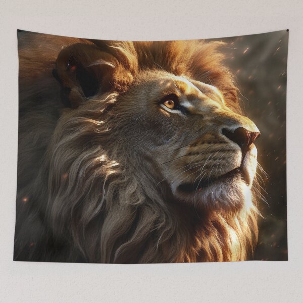 Item preview, Majestic Lion's Face Basking In Sunlight Digital Art designed and sold by DEC02.