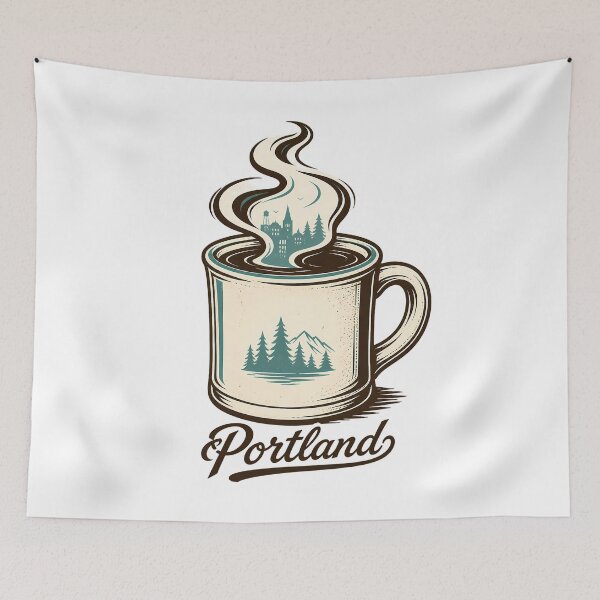 Item preview, Retro Portland Souvenir Mountain Forest Cityscape designed and sold by chattsuede.