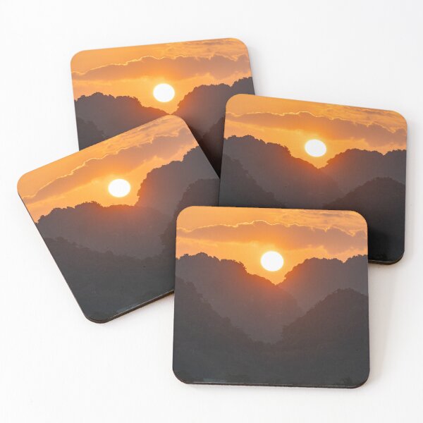 Item preview, Sunset over Trang An Karst Peaks - Golden Hour Ninh Binh | Majestic Vietnam Landscape Art designed and sold by Ross.A.Campbell.