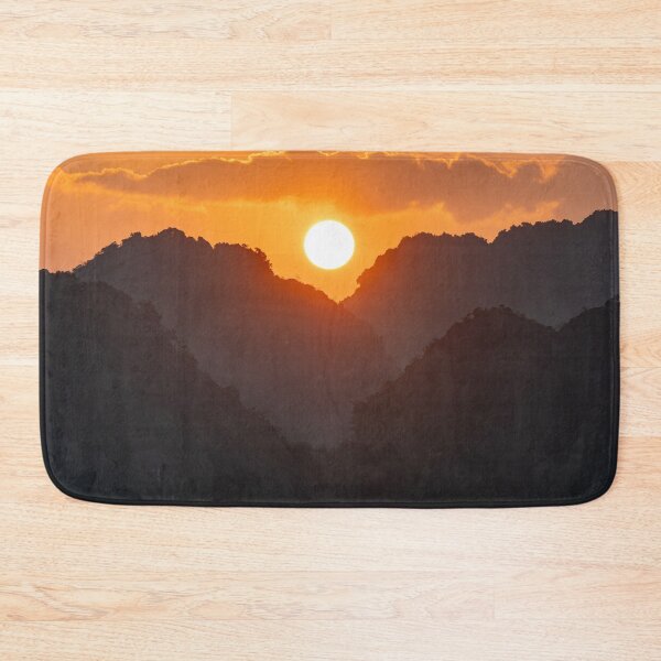 Item preview, Sunset over Trang An Karst Peaks - Golden Hour Ninh Binh | Majestic Vietnam Landscape Art designed and sold by Ross.A.Campbell.