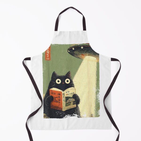 Item preview, Vintage Japanese Cat Book Lovers UFO Alien Abduction Cat Dad T-Shirt designed and sold by RKdrawings.