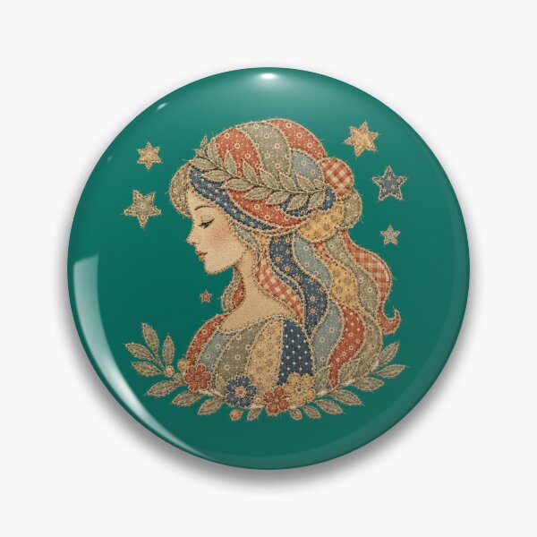 Item preview, Faux Patchwork Virgo Star Sign Zodiac Art Earth Element Graphic Cottagecore Vintage Style  designed and sold by Made by Tamar.