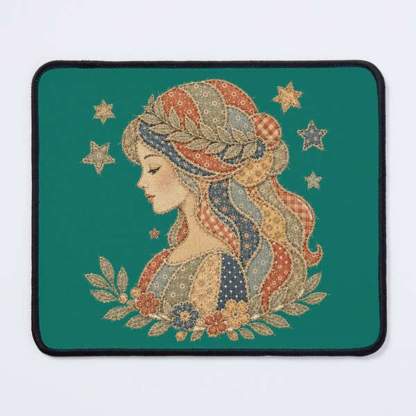 Item preview, Faux Patchwork Virgo Star Sign Zodiac Art Earth Element Graphic Cottagecore Vintage Style designed and sold by Made by Tamar.