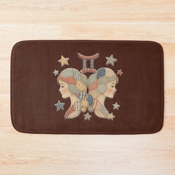Item preview, Faux Patchwork Gemini Star Sign Zodiac Twins Art Graphic Cottagecore Vintage Style  designed and sold by Made by Tamar.