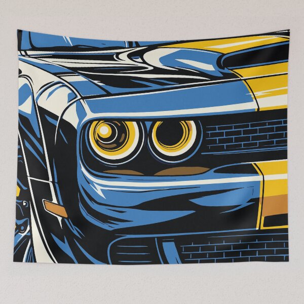 Item preview, Blue Classic Muscle Car Front Close Up Art designed and sold by RamyGallery.