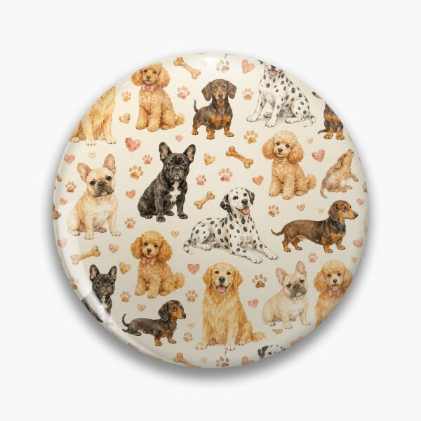 Item preview, Dog Lover Watercolor Dog Breeds Seamless Pattern Print designed and sold by Inkworksbyshery.