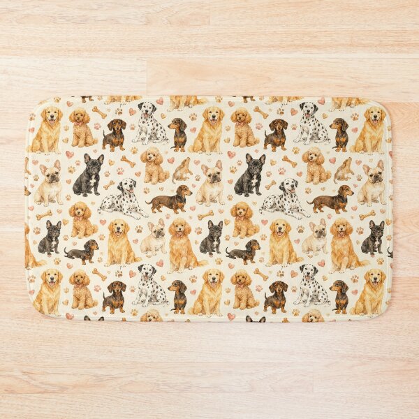 Item preview, Dog Lover Watercolor Dog Breeds Seamless Pattern Print designed and sold by Inkworksbyshery.