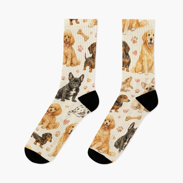 Item preview, Dog Lover Watercolor Dog Breeds Seamless Pattern Print designed and sold by Inkworksbyshery.