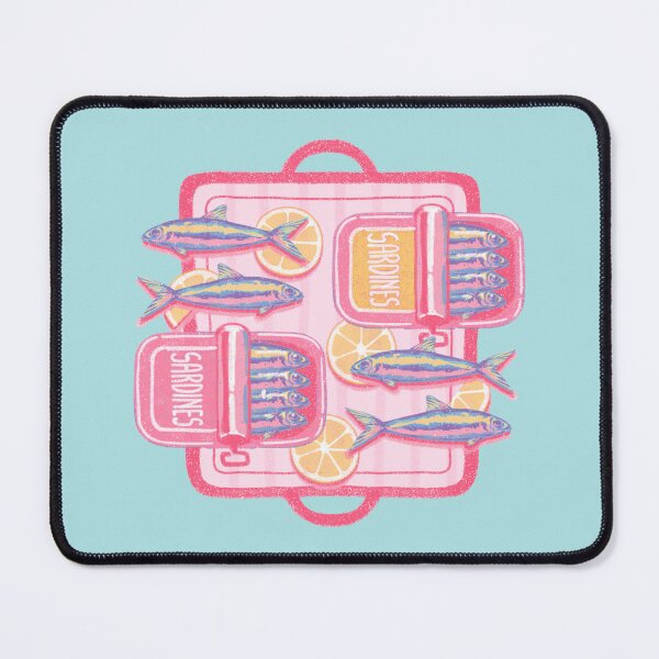 Item preview, Cute Retro Sardines with Lemon Slices | Pink Mediterranean Food Illustration designed and sold by MinimalAnGo.