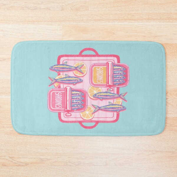 Item preview, Cute Retro Sardines with Lemon Slices | Pink Mediterranean Food Illustration designed and sold by MinimalAnGo.