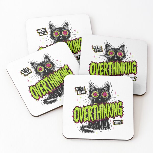 Item preview, Were Both Overthinking This Cat: Anxious Black Cat Glitch designed and sold by chattsuede.