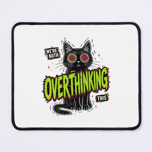 Item preview, Were Both Overthinking This Cat: Anxious Black Cat Glitch designed and sold by chattsuede.