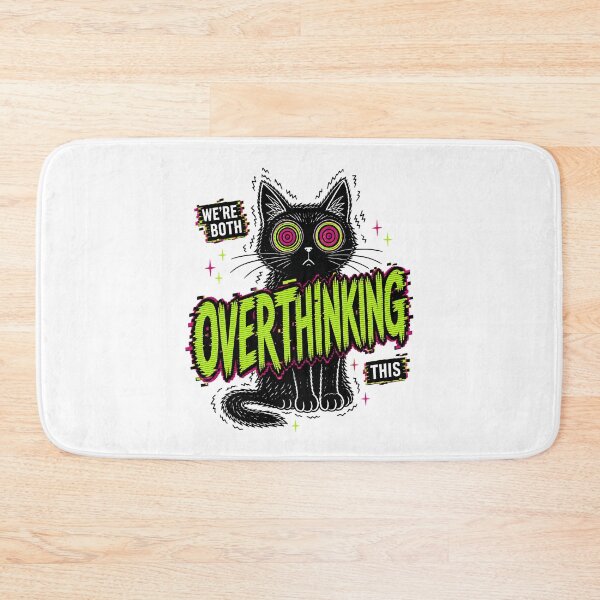 Item preview, Were Both Overthinking This Cat: Anxious Black Cat Glitch designed and sold by chattsuede.