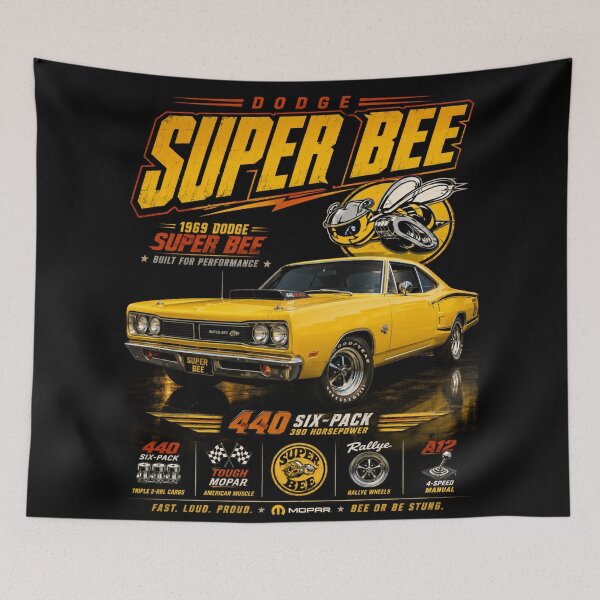 Item preview, 1969 Super Bee 440 Six-Pack Bumblebee Mopar Muscle Car Art designed and sold by TheArtOfCar.