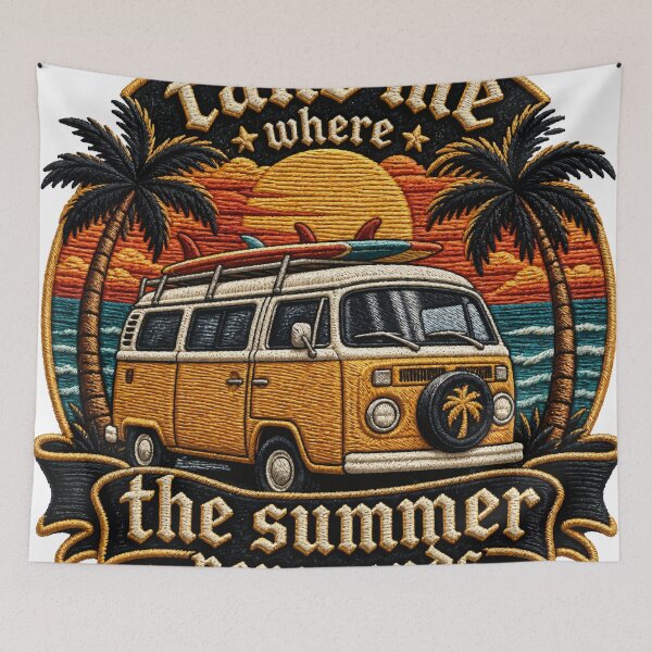 Item preview, Take Me Where The Summer Never Ends Vintage Surf Van Sunset Design designed and sold by Artistikastore.