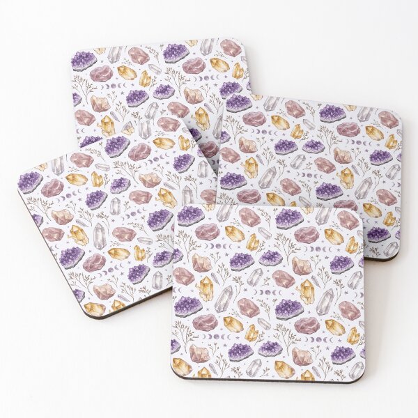Item preview, Crystal Gemstone Watercolor Botanical Seamless Pattern designed and sold by Inkworksbyshery.