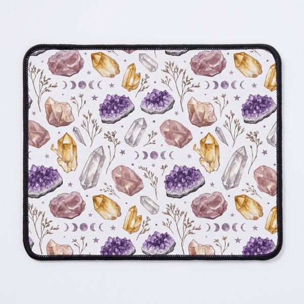 Item preview, Crystal Gemstone Watercolor Botanical Seamless Pattern designed and sold by Inkworksbyshery.
