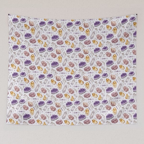 Item preview, Crystal Gemstone Watercolor Botanical Seamless Pattern designed and sold by Inkworksbyshery.