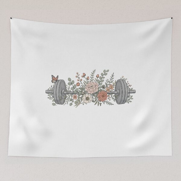 Item preview, Feminine Weightlifting Barbell Floral Gym Girl Aesthetic designed and sold by chattsuede.