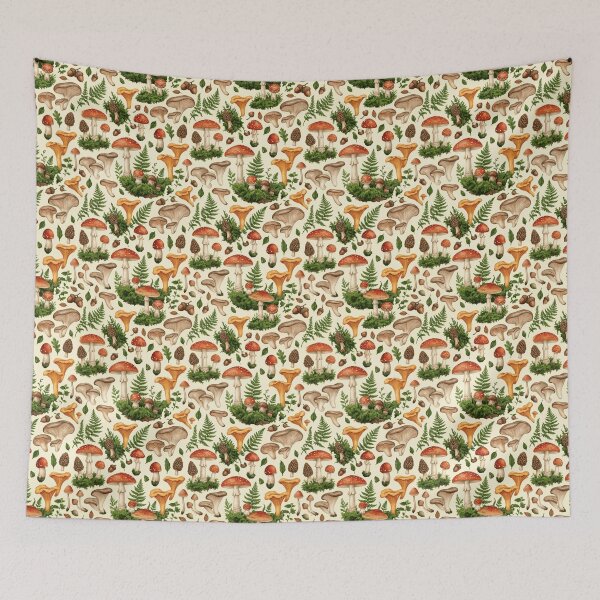 Item preview, Mushroom Forest Watercolor Cottagecore Seamless Pattern designed and sold by Inkworksbyshery.