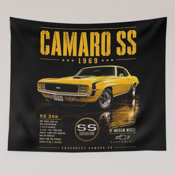 Item preview, 1969 Camaro SS Daytona Yellow Classic Muscle Car Art designed and sold by TheArtOfCar.
