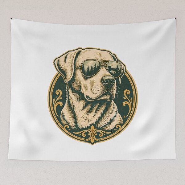 Item preview, Outdoorsy Labrador Aviator Dog: Vintage Canine Adventure Emblem designed and sold by chattsuede.