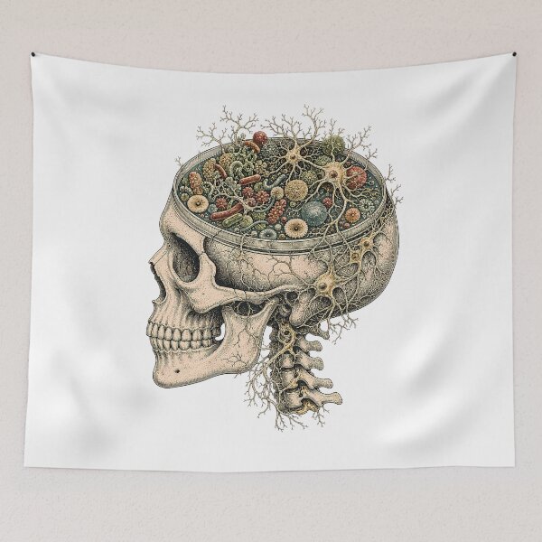 Item preview, Surreal Microbiome Anatomical Skull designed and sold by chattsuede.