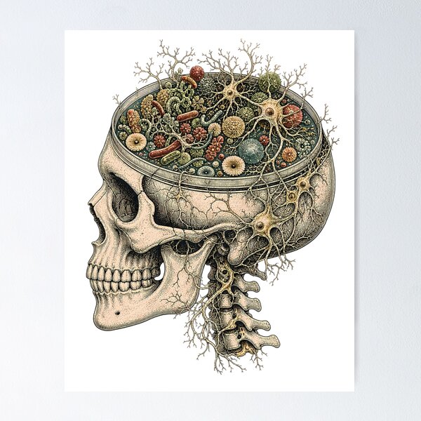 Item preview, Surreal Microbiome Anatomical Skull designed and sold by chattsuede.