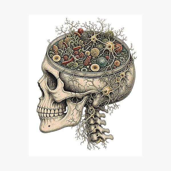 Item preview, Surreal Microbiome Anatomical Skull designed and sold by chattsuede.