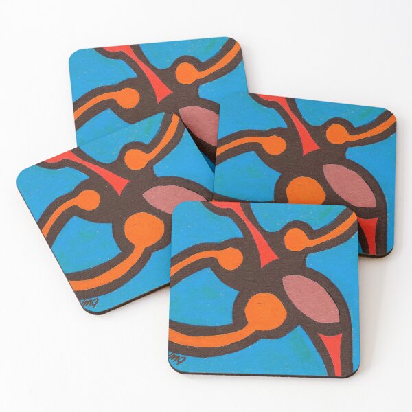 Item preview, Orange on Blue abstract on Wine Paper designed and sold by Victoria Jeffries Art.