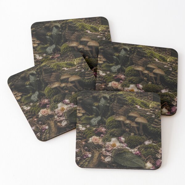 Item preview, Dark Botanical Forest Floor with Mushrooms and Jasmine designed and sold by Angel Wings It.