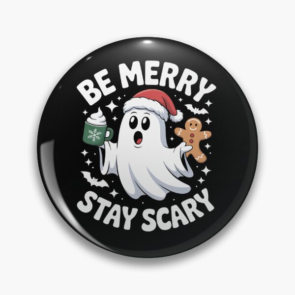 Item preview, Be Merry Stay Scary Funny Santa Ghost Christmas designed and sold by BlassmausArt.