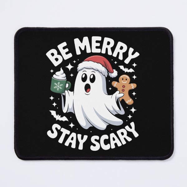 Item preview, Be Merry Stay Scary Funny Santa Ghost Christmas designed and sold by BlassmausArt.