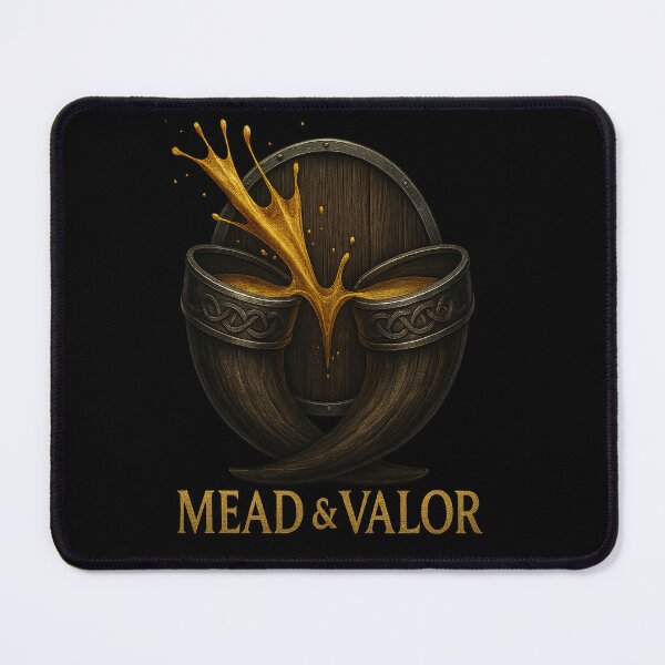 Item preview, Mead and Valor Viking Drinking Horns Wooden Shield designed and sold by Mythborn Saga.