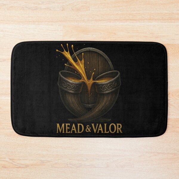 Item preview, Mead and Valor Viking Drinking Horns Wooden Shield designed and sold by Mythborn Saga.