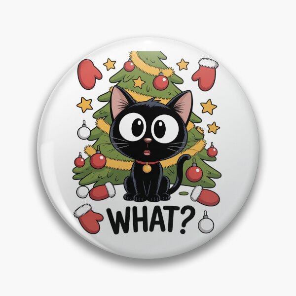Item preview, Black Cat Christmas Tree Merry Xmas Humor Cat designed and sold by BlassmausArt.