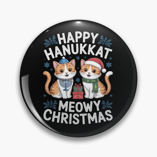 Aperçu de l'œuvre Chat Joyeux Noël Bonne Hanoukka Juif Christia créée et vendue par BlassmausArt.