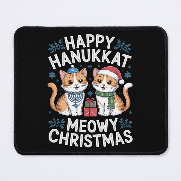 Item preview, Cat Merry Christmas Happy Hanukkah Jewish Christia designed and sold by BlassmausArt.