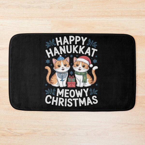 Item preview, Cat Merry Christmas Happy Hanukkah Jewish Christia designed and sold by BlassmausArt.