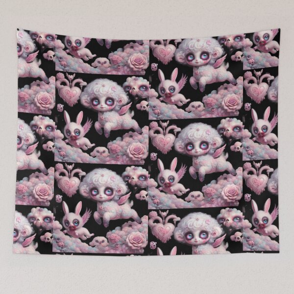 Item preview, Pastel Goth Angel Lamb & Creepy Cute Bunny designed and sold by LujziWorld.