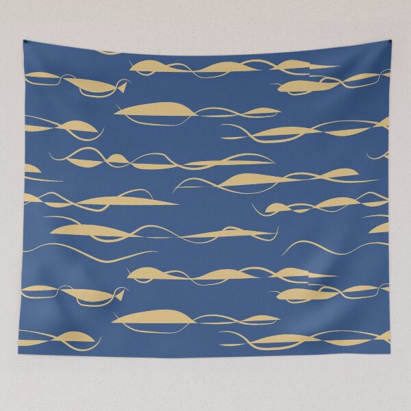 Item preview, Retro Waves - dark blue and gold designed and sold by jehb.creative.