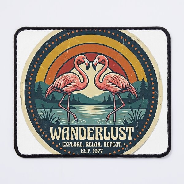 Item preview, Vintage Wanderlust Flamingo Retro Sunset Badge sticker designed and sold by TopherK-Designs.