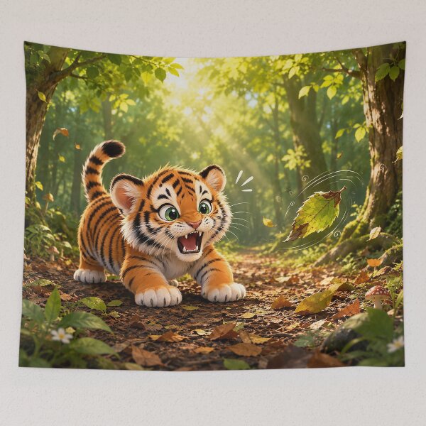 Item preview, Tiger Scared of a Wind-Blown Leaf designed and sold by nikkolaus.