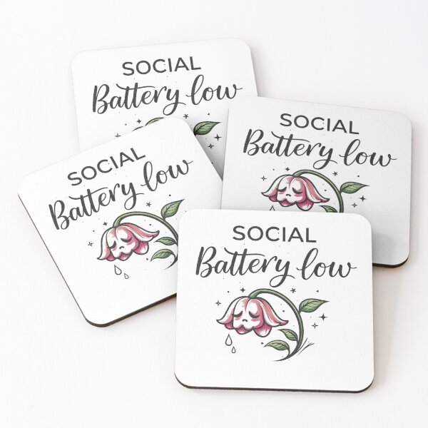 Item preview, Social Battery Low Cute Flower Illustration Funny Introvert T-Shirt designed and sold by KTY-NUSS.
