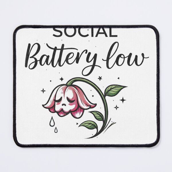Item preview, Social Battery Low Cute Flower Illustration Funny Introvert T-Shirt designed and sold by KTY-NUSS.