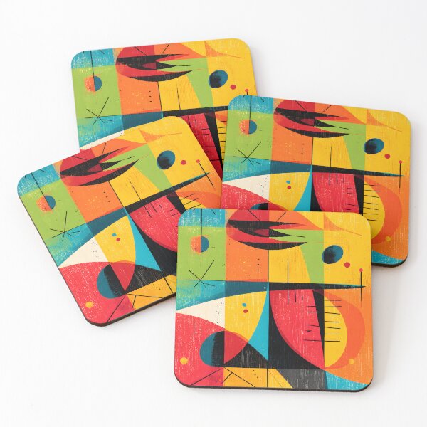 Item preview, Geometric Abstract Composition - Overlapping Bright Shapes with Bold Lines and Modern Movement designed and sold by OlfactoART Studio.