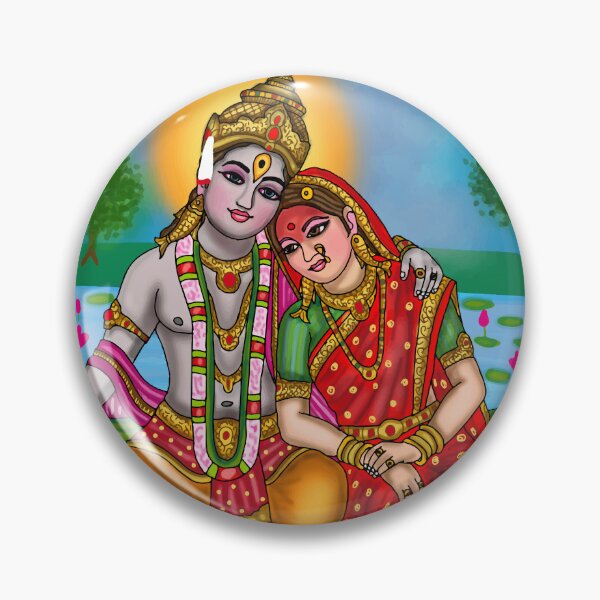 Item preview, Vithhal & Rukmini Divine Drawing | Spiritual Hindu Couple Artwork designed and sold by Harshit_Digital_Arts.