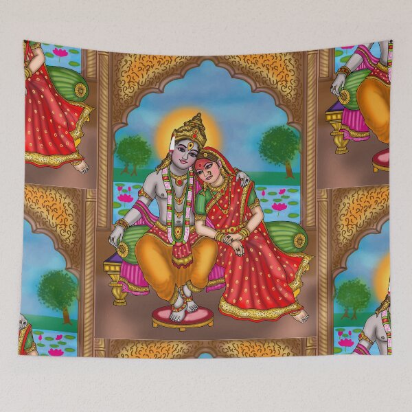 Item preview, Vithhal & Rukmini Divine Drawing | Spiritual Hindu Couple Artwork designed and sold by Harshit_Digital_Arts.